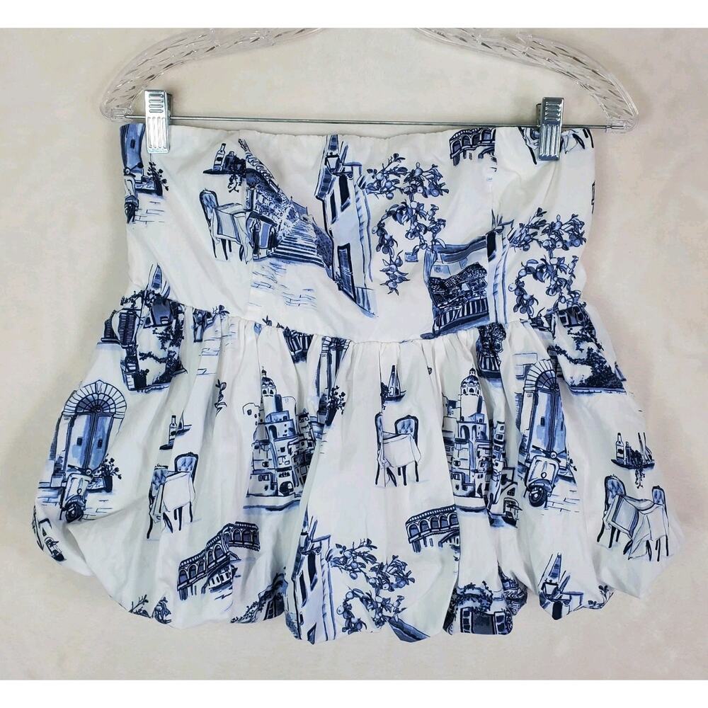 Abercrombie & Fitch Strapless Bubble Hem Bustier Top Sz Medium Smocked Scenic